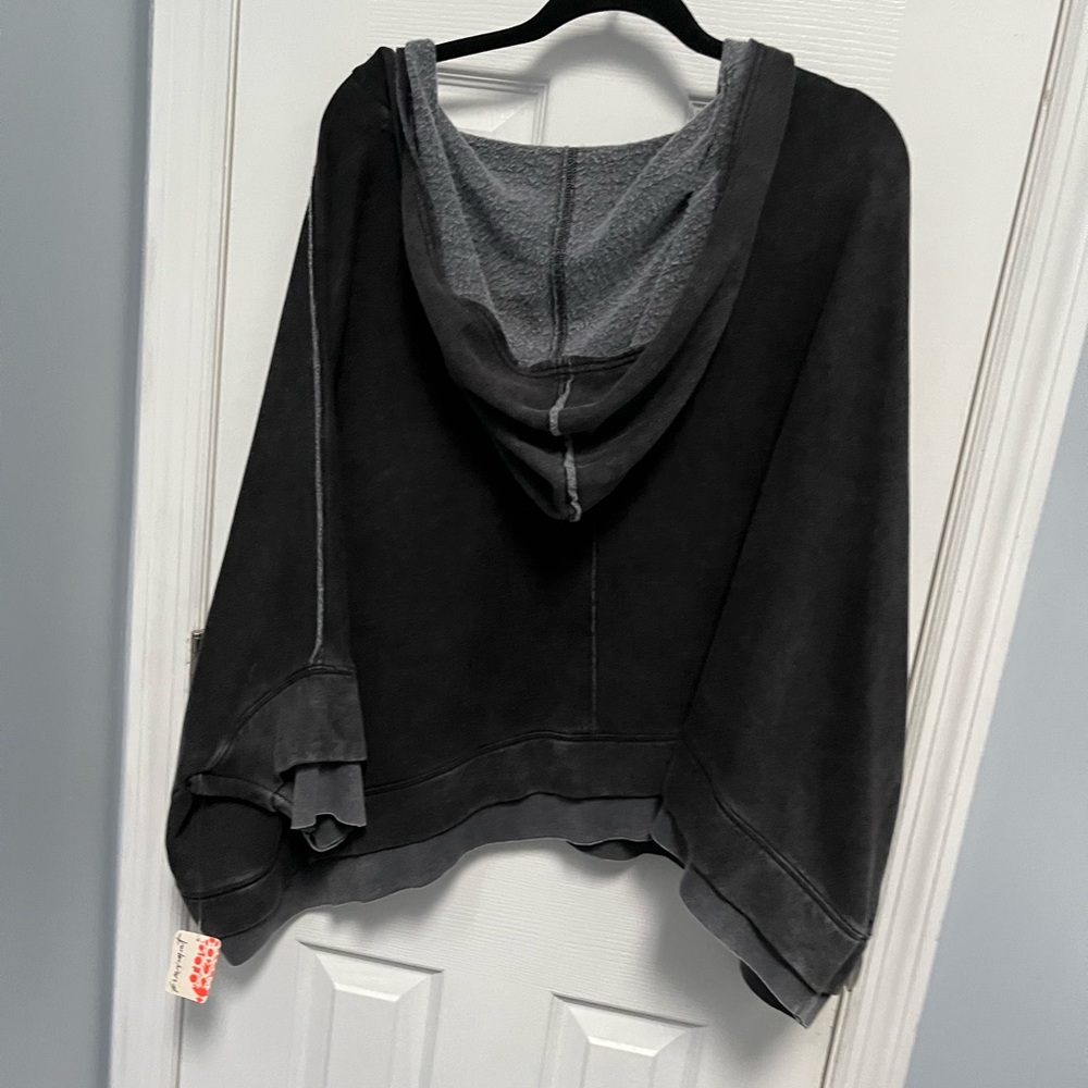 Free People Fp Movement Bonfire Oversized Hoodie Large Gray Black Sweatshirt NWT - Picture 10 of 16
